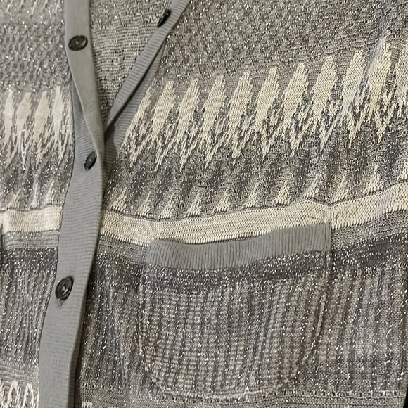 Anthropologie Postage Stamp Silver Cardigan Sweater - Picture 3 of 4